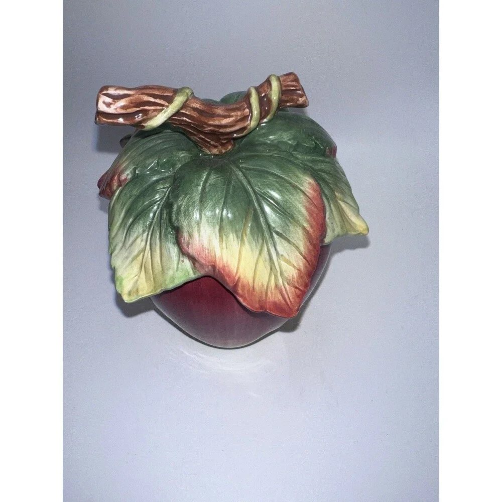 Fitz & Floyd Country Gourmet Apple Ceramic Jam/Jelly Jar with Spoon & Lid Rare